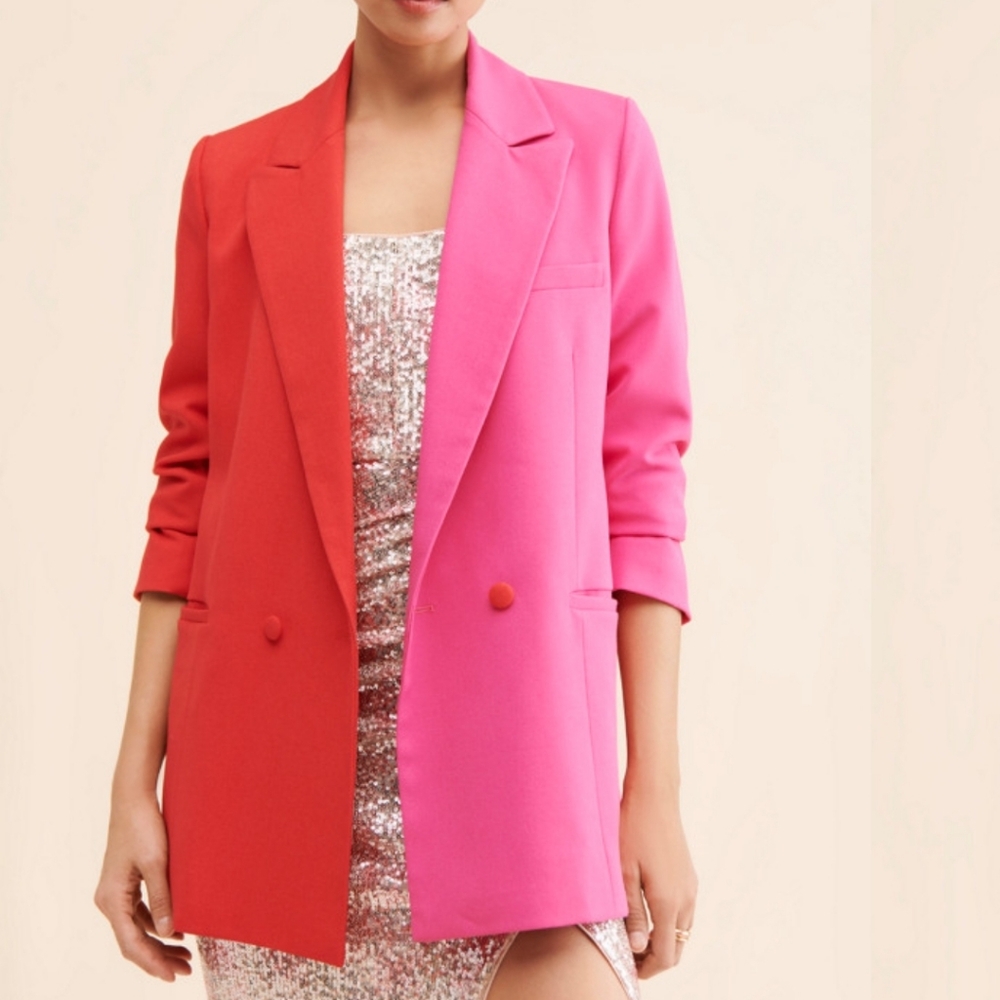 Hutch Red Pink Colorblock Blazer Women's Small